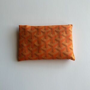 Large geometric print reusable nylon shopping tote bag in ORANGE